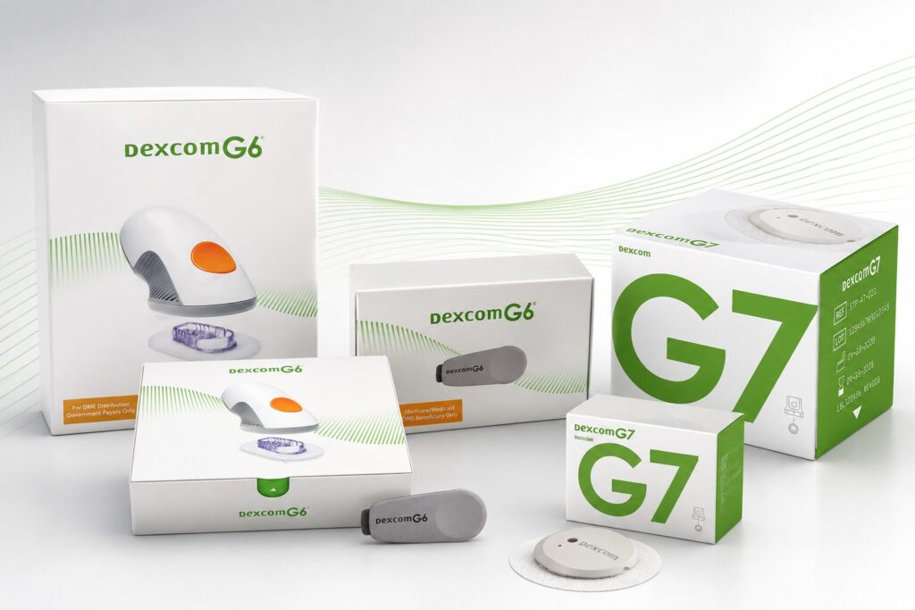 Factory-sealed and opened Dexcom sensors showing what affects used Dexcom sensor eligibility